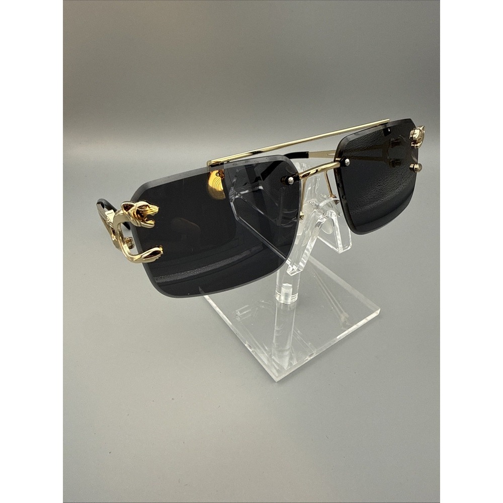 Jaguar Gold/Black Rimless Double BridgeSunglasses Square Rock HOT  UV400 Protect